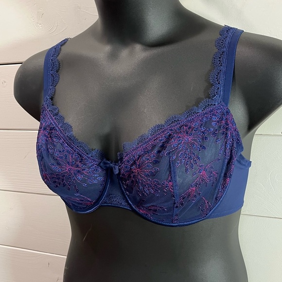 💙 SIMONE PÉRÈLE Embroidered Underwire Bra 38D - Picture 2 of 8